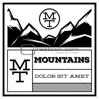 Mountain Vintage Logo Template Emblem. Badge for Advertising, Retro Style Vector Illustration