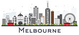 Melbourne Australia City Skyline with Gray Buildings Isolated on