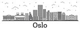 Outline Oslo Norway City Skyline with Modern Buildings Isolated 