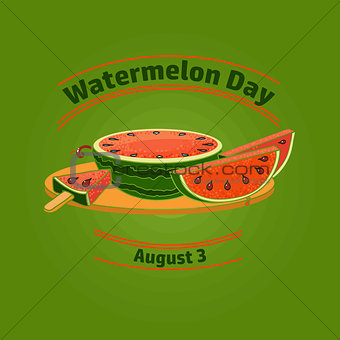 Watermelon day poster. Vector.