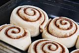 Cinnamon rolls. Dough for rolls. View from above.