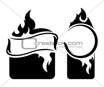 Black frame with fire