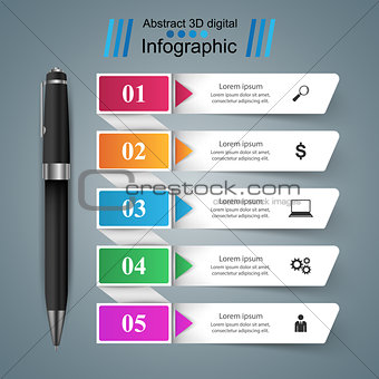 Pen, education icon. Business infographic.