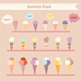 Set of yummy ice-cream cones