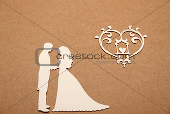 Silhouette of the bride and groom