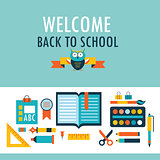 Back to school background with study theme icons