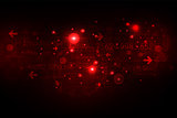 Digital communication network on a dark red background.
