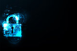 Digital security on a dark blue background.