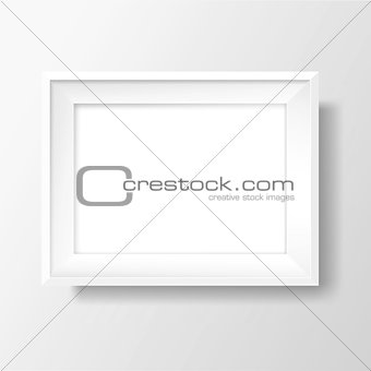 A4 Blank white frame on white wall. Vector template