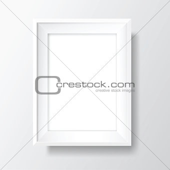 A4 Blank white frame on white wall. Vector template