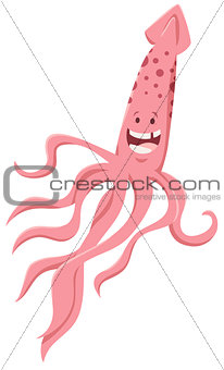 funny cartoon squid sea animal character