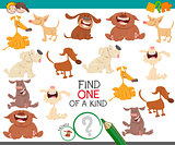 find one dog of a kind game for children