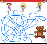 paths maze game with girls and teddy
