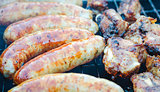 grilled sausages on the grill