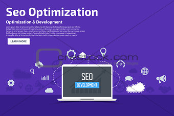 SEO Optimization Flat icons Banner template concept