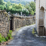 Cemetery street in the city of Auxillac in France