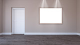 3D blank picture frame in an empty room