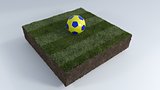 3D Soccer ball on grass patch