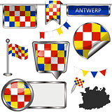 Glossy icons with flag of Antwerp, Belgium