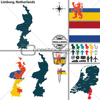 Map of Limburg, Netherlands