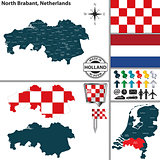 Map of North Brabant, Netherlands