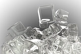 Ice cubes isolated on gray background 3d illustration