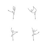 Cartoon icon set of sketch little stick figure ballet dancer