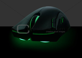 Computer Mouse with Green Neon