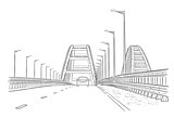 Hand drawn sketch of Crimean bridge