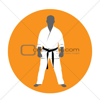 Standing man in kimono - martial arts fighter, judoist