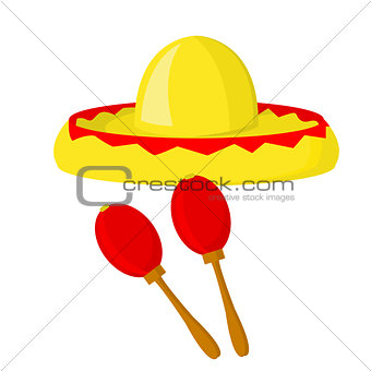 Sombrero and maracas - symbols of mexico