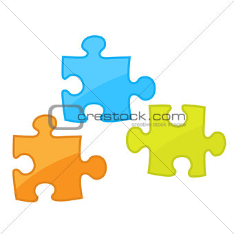 Pieces of jigsaw puzzle game -  motley components of puzzles