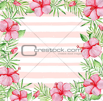 Watercolor tropical floral background