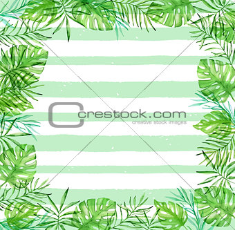 Floral background with palm leaves 