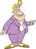 Cartoon Man in a Suit Pointing