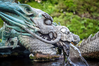 Traditional japanese dragon fountain, Nikko, Japan