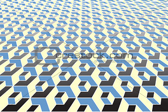 3D optical illusion. Geometric pattern. Perspective view. 