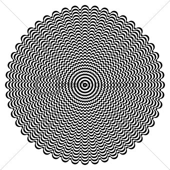 Circle rotation pattern. Vavy lines texture. 