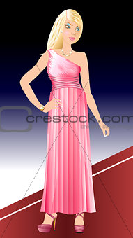 White Woman Pink Dress
