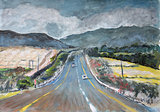 Gouache painting of highway in South Africa