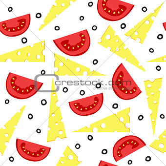 Cheese and tomatoes seamless background