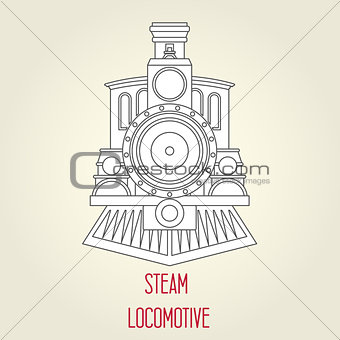 Old steam locomotive front view - vintage train