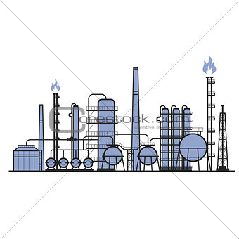 Petrochemical factory - manufacturing plant silhouette, chemical