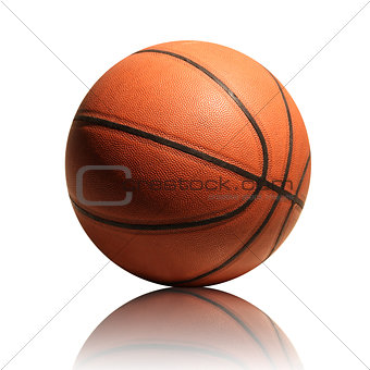 Basketball isolated on white background with reflection