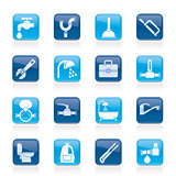 Plumbing objects and tools icons