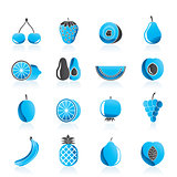 Different kind of fruit and  icons