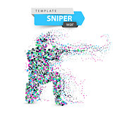 Dot sniper illustration. Military shoots a rifle.