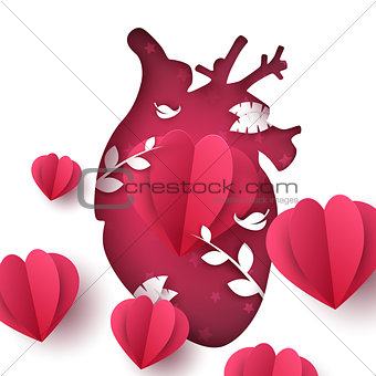 Love landscape. Medical heart illustration.