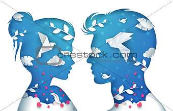 Girl and boy. Man and wooman illustration.
