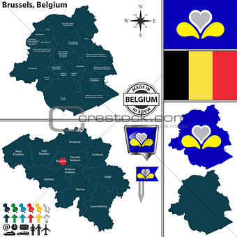 Map of Brussels, Belgium